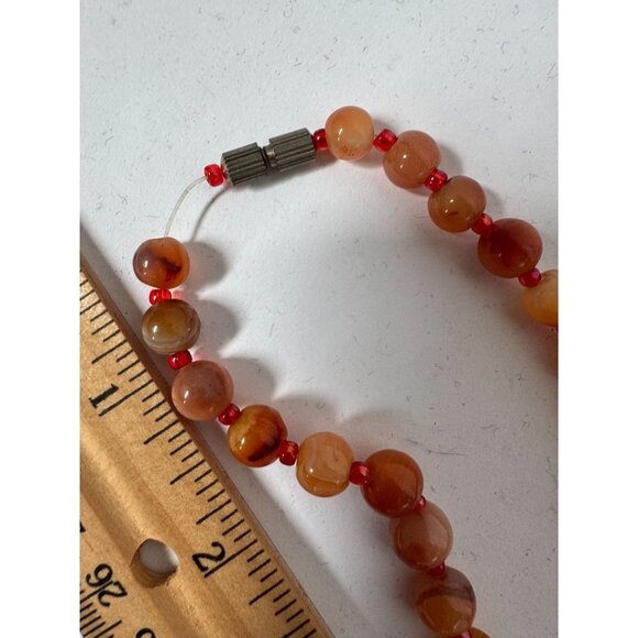 Vintage Carnelian Beaded Necklace With Barrel Clasp 22 Inches Long Warm Tones - Picture 5 of 15